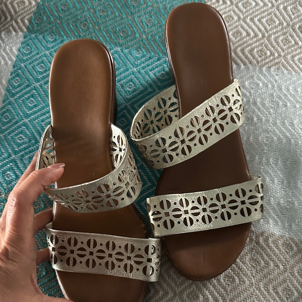 Italian Shoemakers Gold Cutout Sandals
